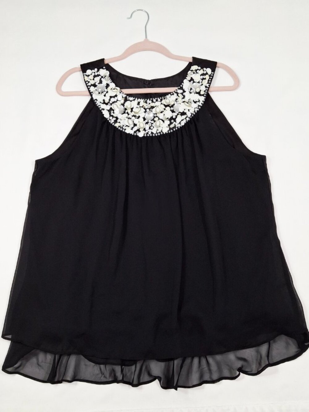 Womens R & M Richards Plus Sz 18W Halterneck Chiffon Flared Tank Tunic Top